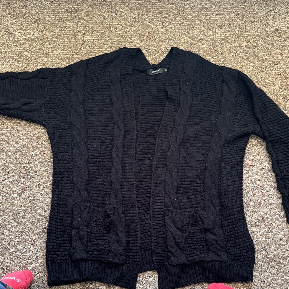 Amazon Women's Black Cable Knit Cardigan